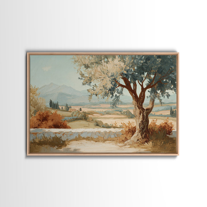 Olive Branch Wreath on Cream Ground Framed Canvas Print, French Country Art, Printable Wall Art, Farmhouse Decor, Country, FCA-3x2-50