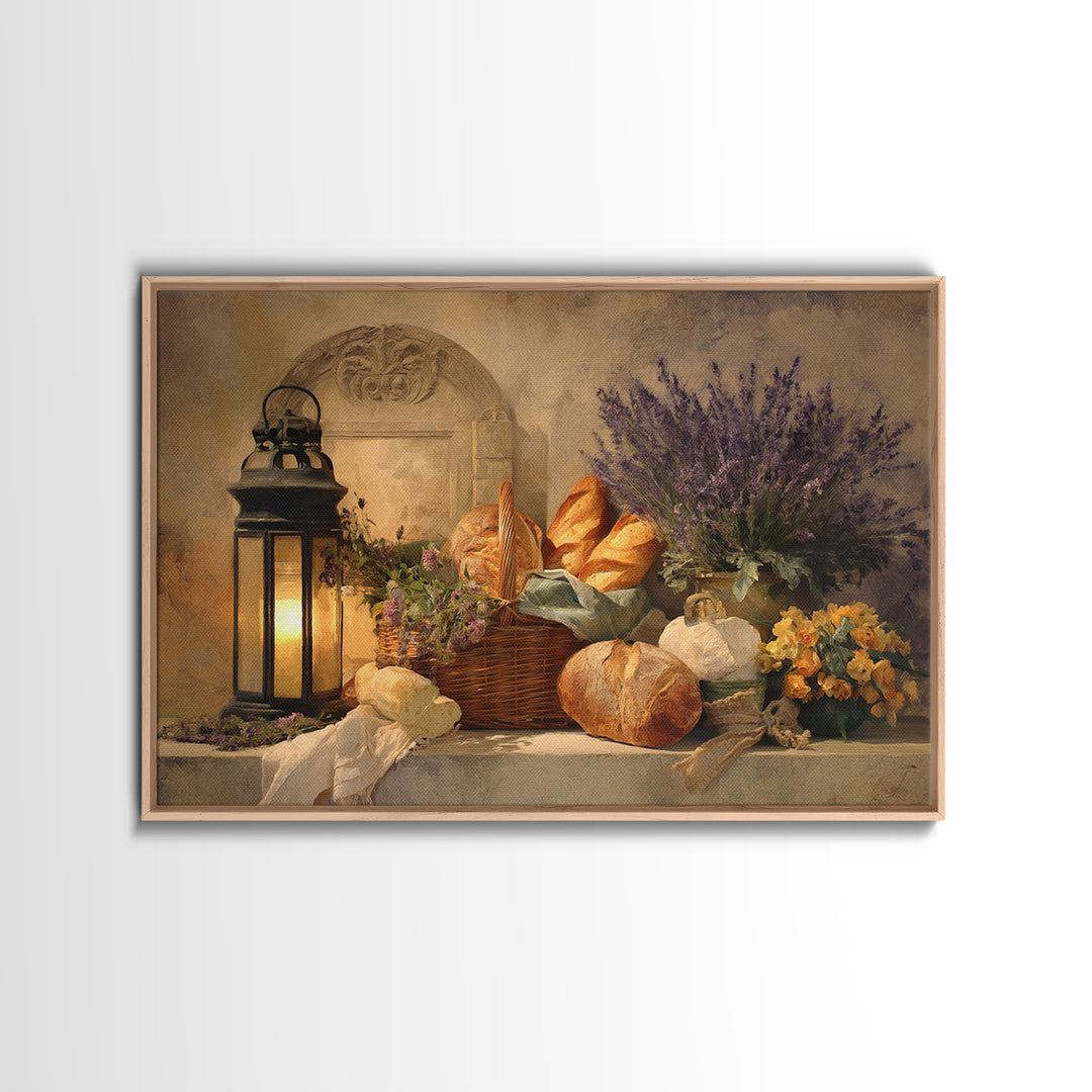 French Market Basket Framed Canvas Print, French Country Art, Farmhouse Wall Decor, Farmhouse Decor, Fine Art, Country, FCA-3x2-59