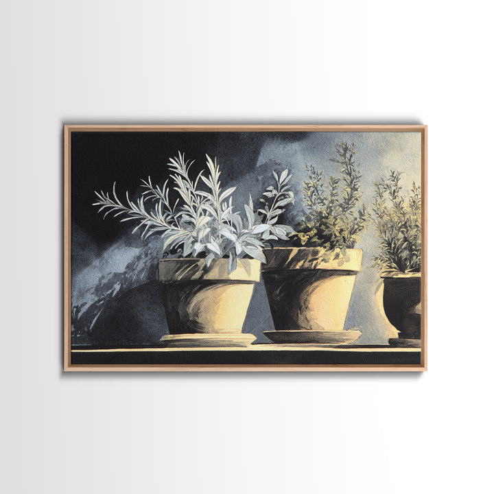 Terra Cotta Pots Framed Canvas Print, French Country Art, Neutral Decor, Farmhouse Decor, Fine Art, Country, Wall Art, FCA-3x2-63