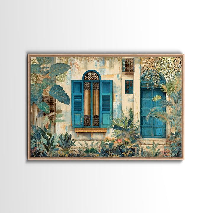 Weathered Window with Blue Shutters Canvas Print, French Country Art, Home Decor Gift, Farmhouse Decor, Fine Art, Country, FCA-3x2-73