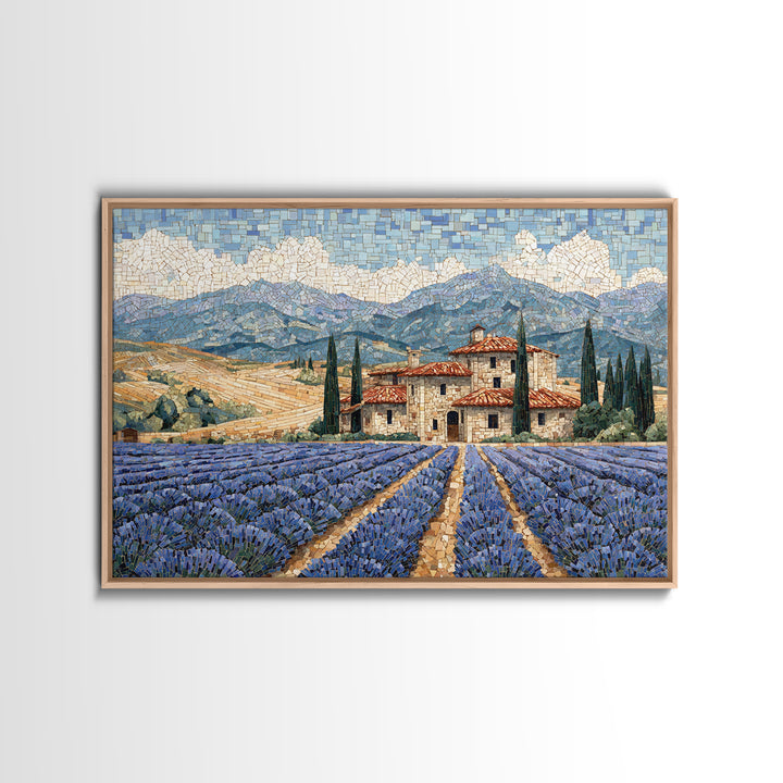 Lavender Field with Distant Stone Farmhouse Canvas Print, French Country Art, Farmhouse Wall Decor, Farmhouse Decor, Country, FCA-3x2-77