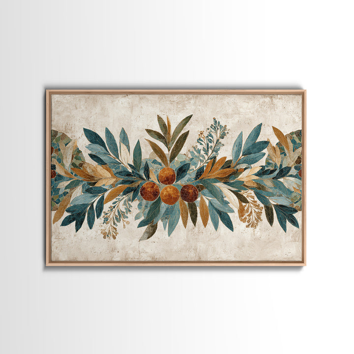 Olive Branch Wreath on Cream Ground Canvas Print, French Country Art, Printable Art, Farmhouse Decor, Oil Painting, Country, FCA-3x2-98