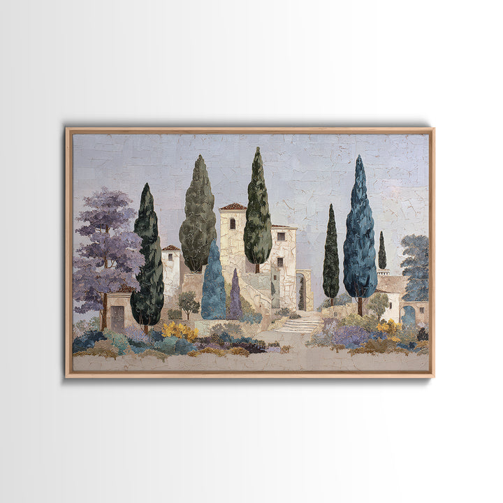 Country Lane Lined Framed Canvas Print, French Country Art, Floral Wall Art, Farmhouse Decor, Abstract Art, Country, FCA-3x2-99