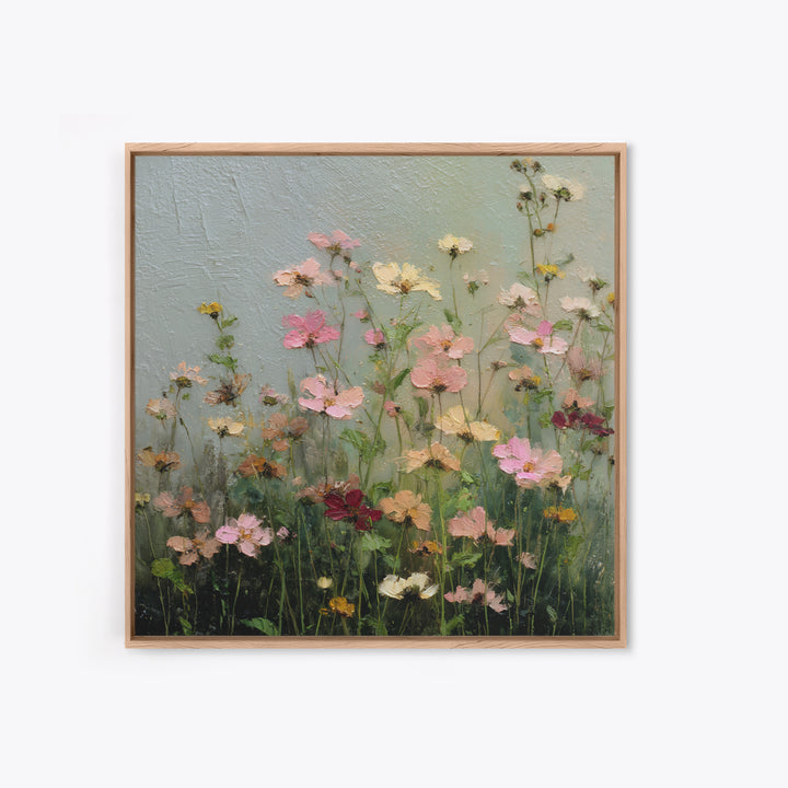 Wildflower Meadow in Loose Impressionist Paint Canvas Print, Floral Art, Midcentury Modern, Living Room Decor, Fine Art, Bloom, FLO-1x1-3
