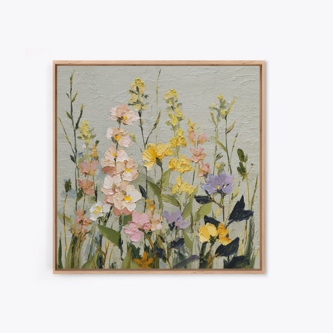 Wildflower Meadow in Loose Impressionist Paint Canvas Print, Floral Art, Art, Living Room Decor, Oil Painting, Bloom, FLO-1x1-99