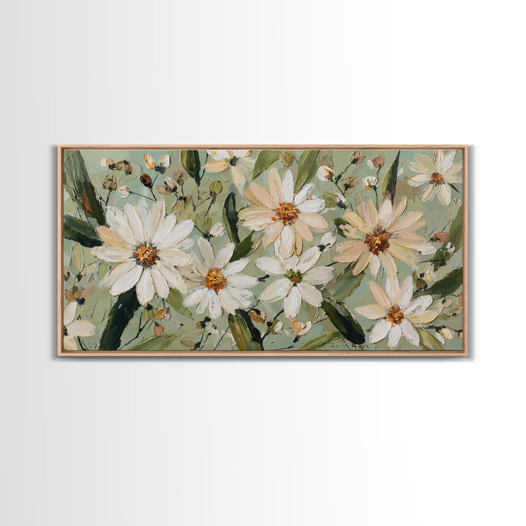 Wildflower Meadow in Loose Impressionist Paint Canvas Print, Floral Art, Mid Century Modern, Living Room Decor, Bloom, FLO-2x1-23