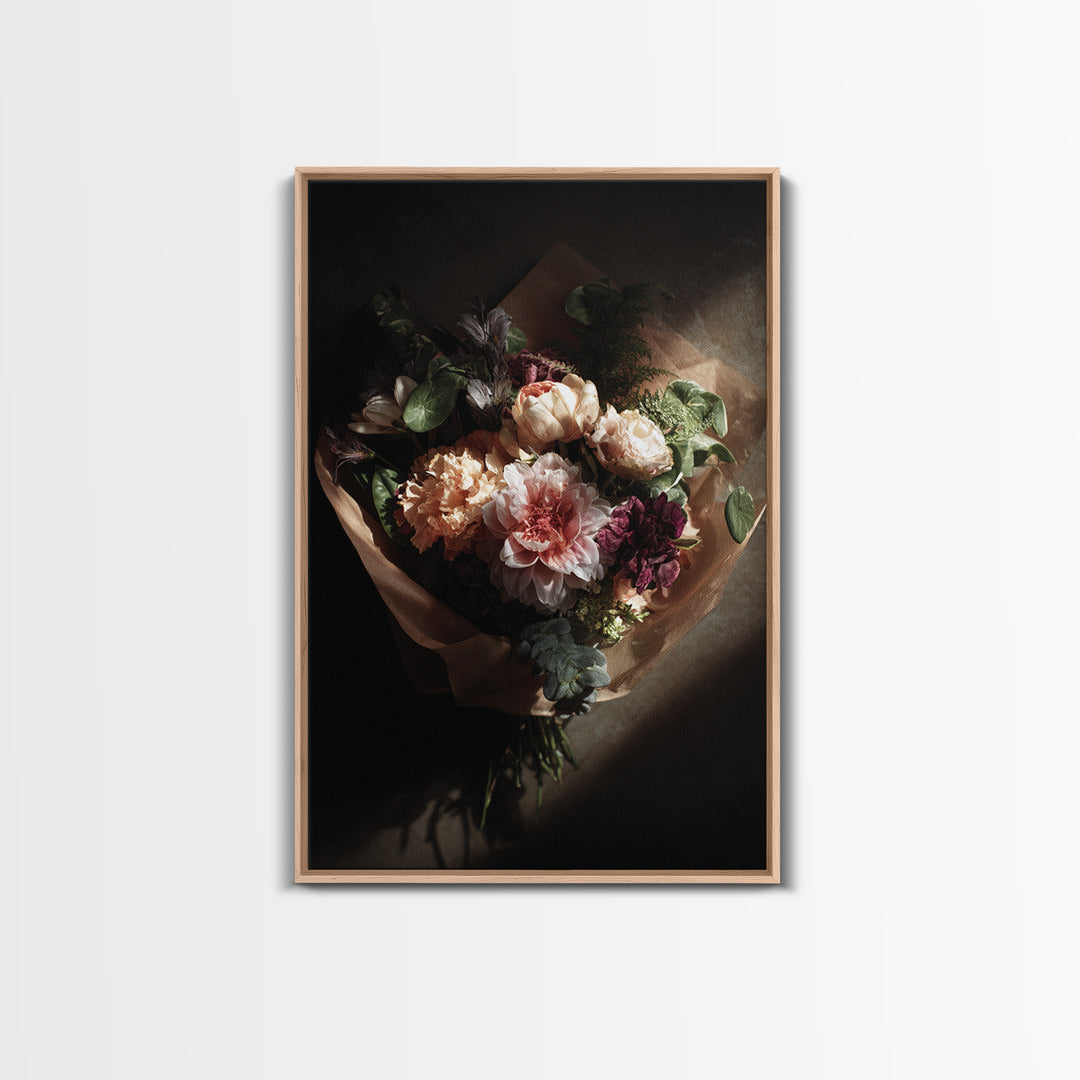 Romantic Bouquet Wrapped Canvas Print, Floral Art, Statement Artwork, Living Room Decor, Fine Art, Bloom, Wall Decor, FLO-2x3-32