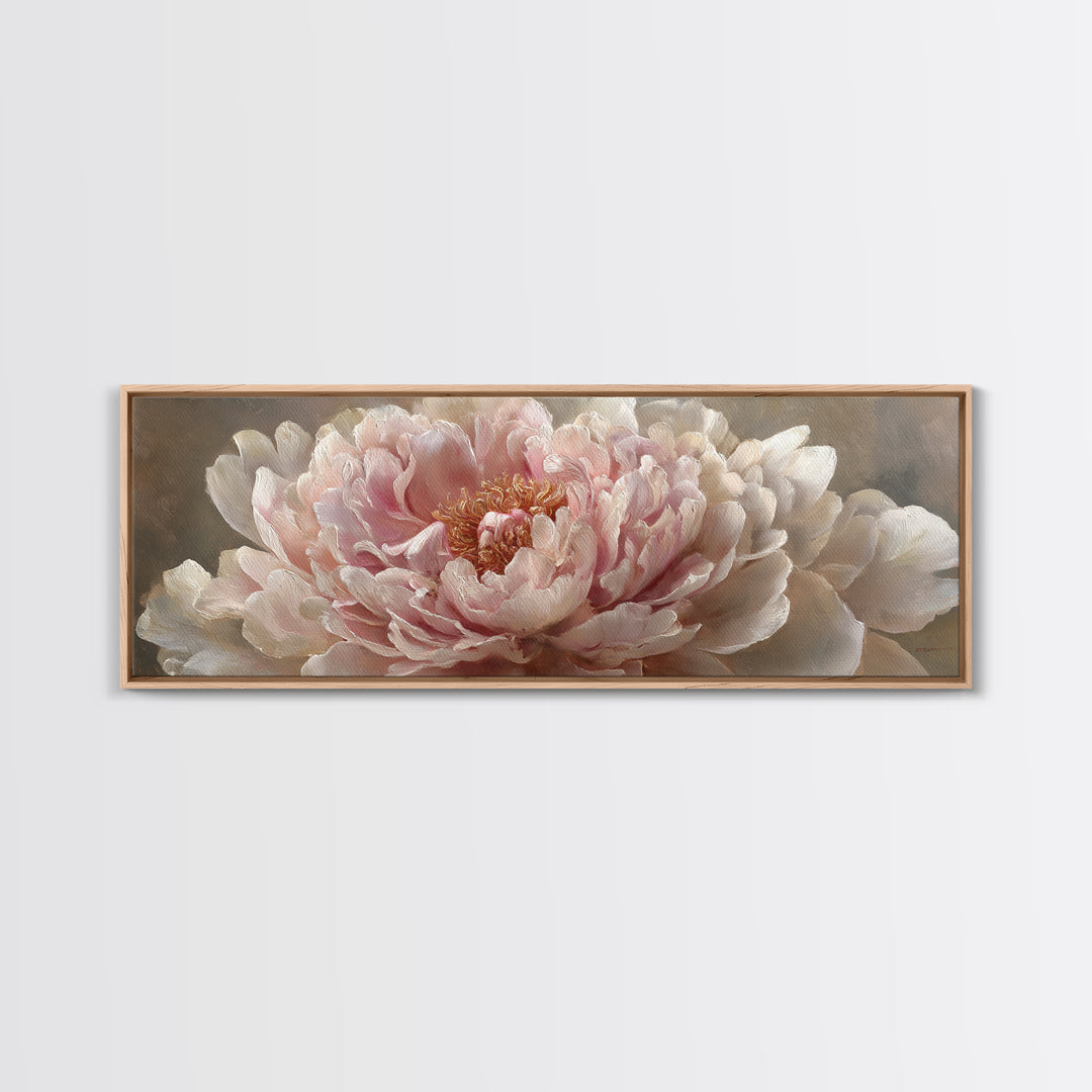 Oversized Blush Peony Canvas Print, Floral Art, Neutral Tone Abstract Floral Art, Living Room Decor, Fine Art, Bloom, FLO-3x1-41