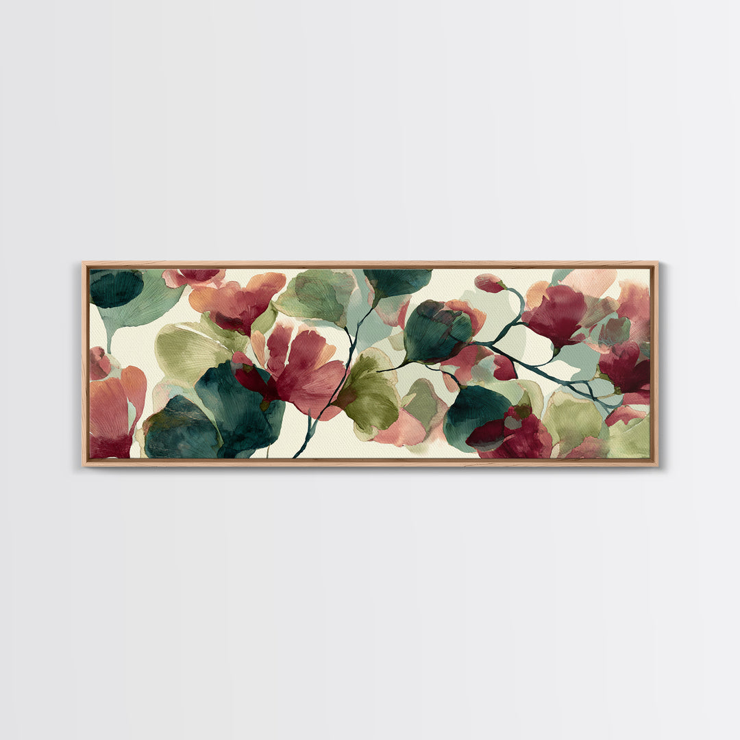 Abstract Flower Forms Framed Canvas Print, Floral Art, Peel Stick Wallpaper, Living Room Decor, Oil Painting, Bloom, FLO-3x1-82