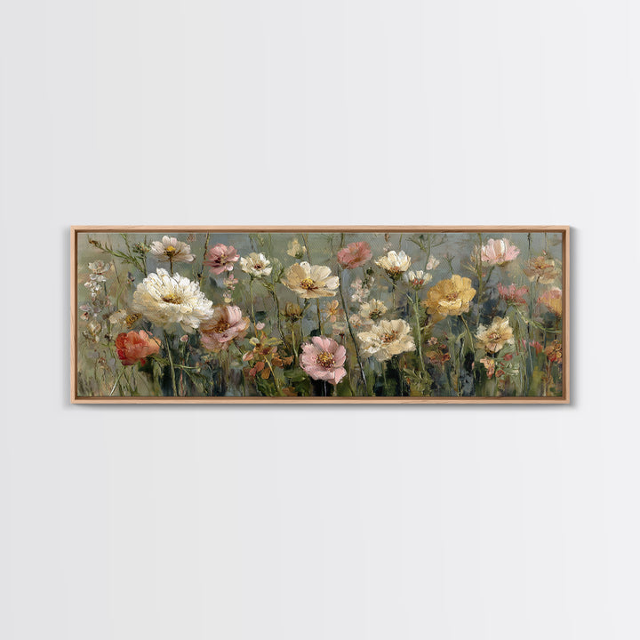 Wildflower Meadow in Loose Impressionist Paint Canvas Print, Floral Art, Art Print, Living Room Decor, Fine Art, Bloom, FLO-3x1-91