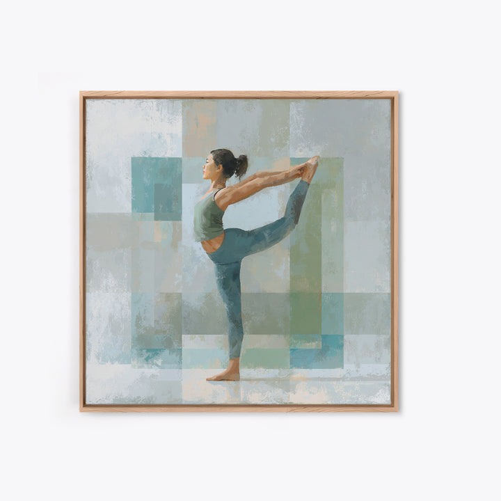 Female Athlete Stretching Framed Canvas Print, Fitness Studio Art, Aesthetic Room Decor, Gym Decor, Fine Art, Motion, FSA-1x1-27
