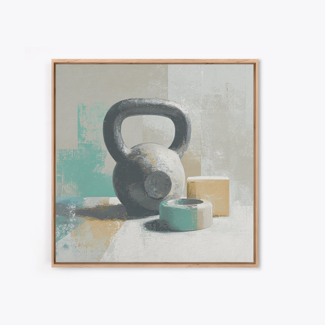Kettlebell and Chalk Dust Canvas Print, Fitness Studio Art, Home Gym Sign, Gym Decor, Oil Painting, Motion, Motivational Canvas, FSA-1x1-30