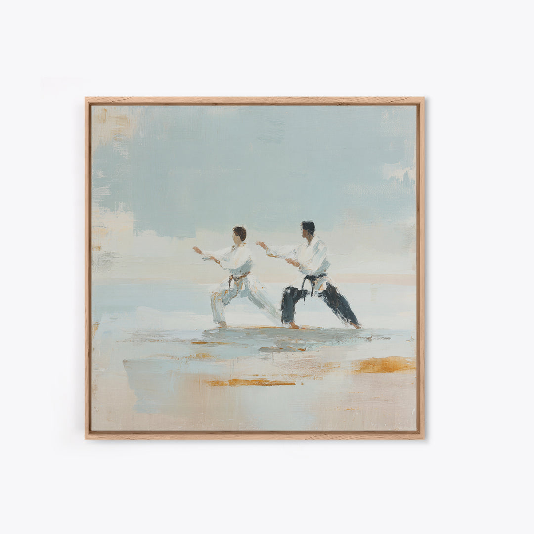 Martial Artist Pose Framed Canvas Print, Fitness Studio Art, Home Gym Decor, Gym Decor, Oil Painting, Motion, Home Gym Wall Art, FSA-1x1-43