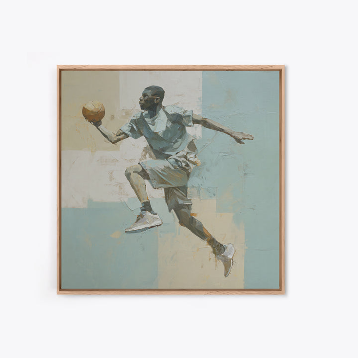Basketball Player in Explosive Motion Framed Canvas Print, Fitness Studio Art, Home Gym Decor, Gym Decor, Fine Art, Motion, FSA-1x1-46