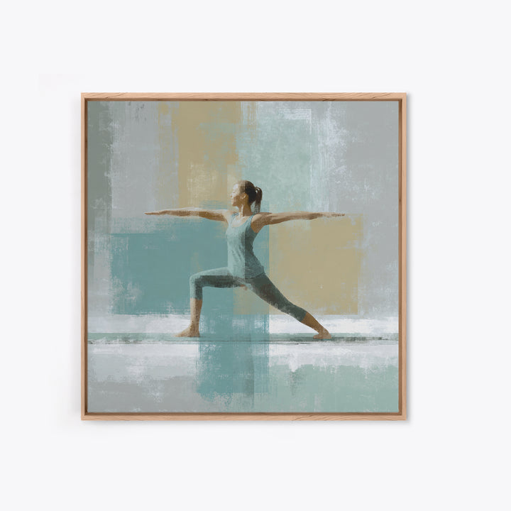 Yoga Warrior Pose Canvas Print, Fitness Studio Art, Pilates Poster, Gym Decor, Fine Art, Motion, Statement Artwork, Boho Decor, FSA-1x1-55