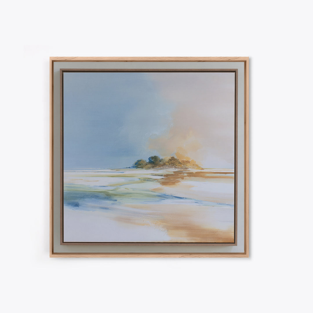Tropical Trail Hike Landscape for Wellness Mood Framed Canvas Print, Fitness Studio Art, Dance Studio Decor, Gym Decor, Motion, FSA-1x1-93