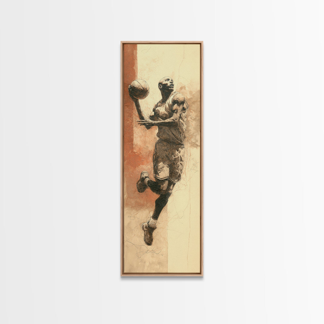 Basketball Player in Explosive Motion Canvas Print, Fitness Studio Art, Black and White Art, Gym Decor, Fine Art, Motion, FSA-1x3-10
