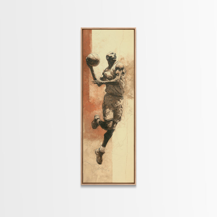 Basketball Player in Explosive Motion Canvas Print, Fitness Studio Art, Black and White Art, Gym Decor, Fine Art, Motion, FSA-1x3-10