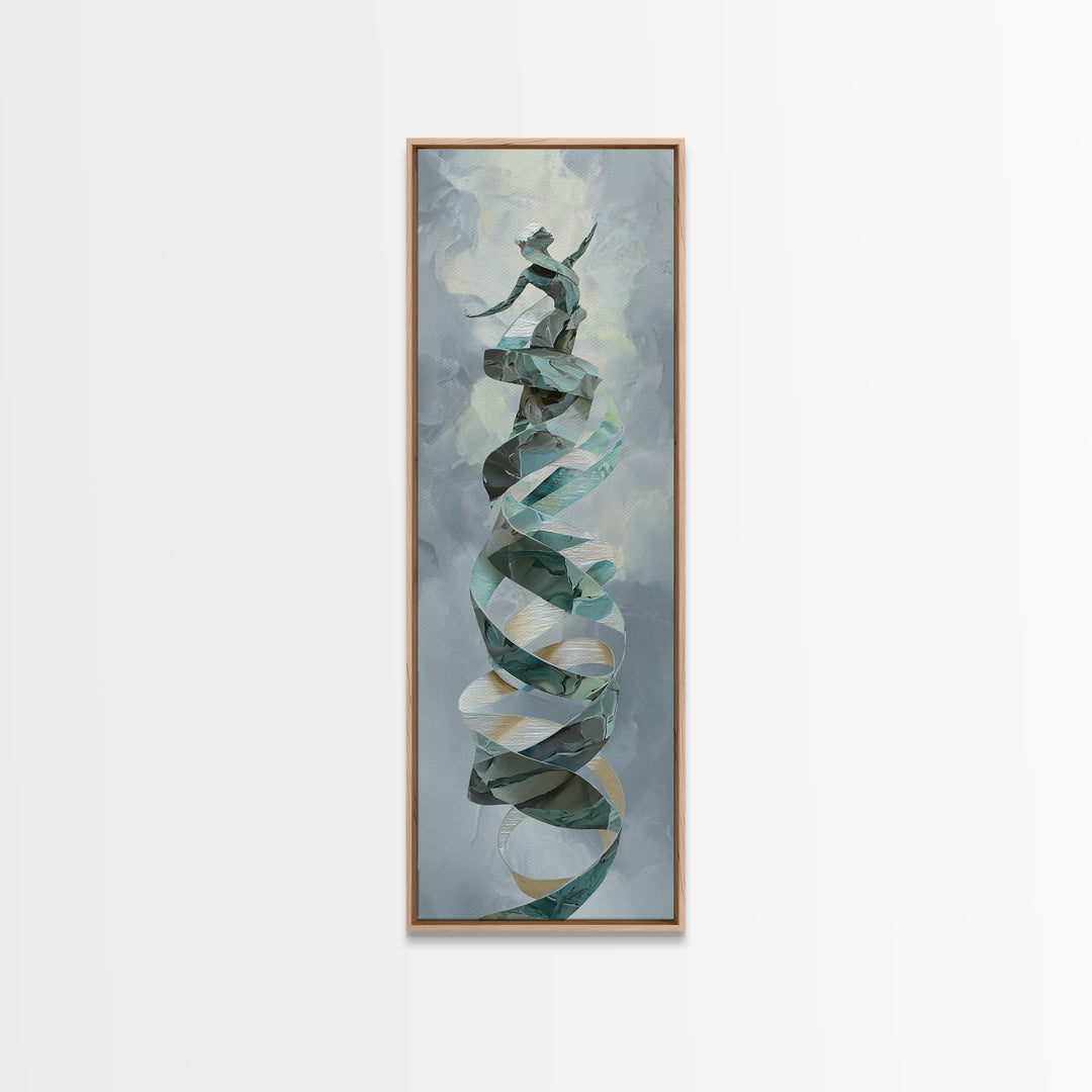 Gymnast Ribbon Forming a Spiral Composition Canvas Print, Fitness Studio Art, Printable Art, Gym Decor, Fine Art, Motion, FSA-1x3-11