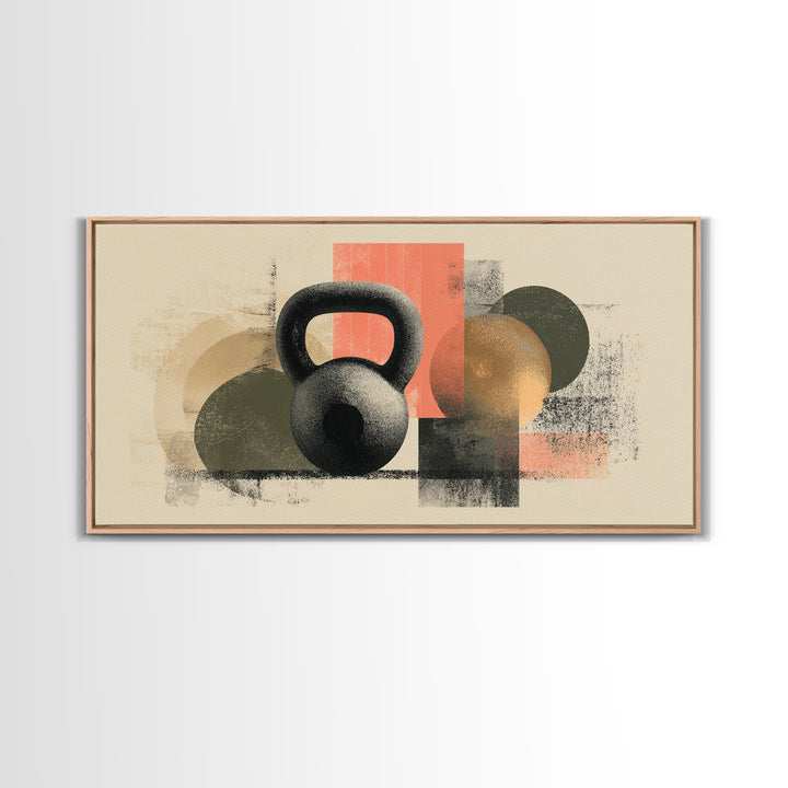 Kettlebell and Chalk Dust Canvas Print, Fitness Studio Art, Yoga Room Decor, Gym Decor, Abstract Art, Motion, Textured Painting, FSA-2x1-26