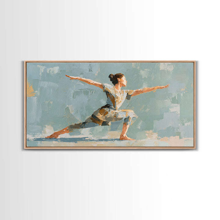 Yoga Warrior Pose Framed Canvas Print, Fitness Studio Art, Fitness, Gym Decor, Motion, Dancing Wall Art, Fitness Motivation, FSA-2x1-3