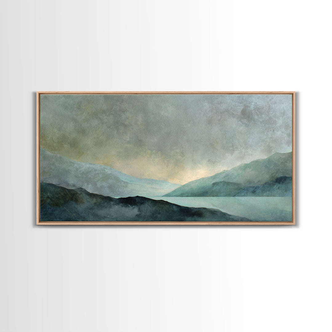 Sunrise over Mountains as Endurance Metaphor Framed Canvas Print, Fitness Studio Art, Aesthetic Room Decor, Gym Decor, Motion, FSA-2x1-92