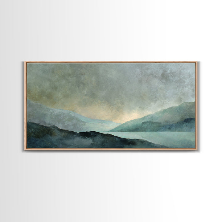 Sunrise over Mountains as Endurance Metaphor Framed Canvas Print, Fitness Studio Art, Aesthetic Room Decor, Gym Decor, Motion, FSA-2x1-92