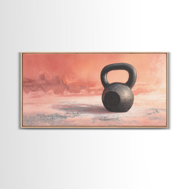 Kettlebell and Chalk Dust Canvas Print, Fitness Studio Art, Art Print, Gym Decor, Watercolor Art, Motion, Motivational Poster, FSA-2x1-98