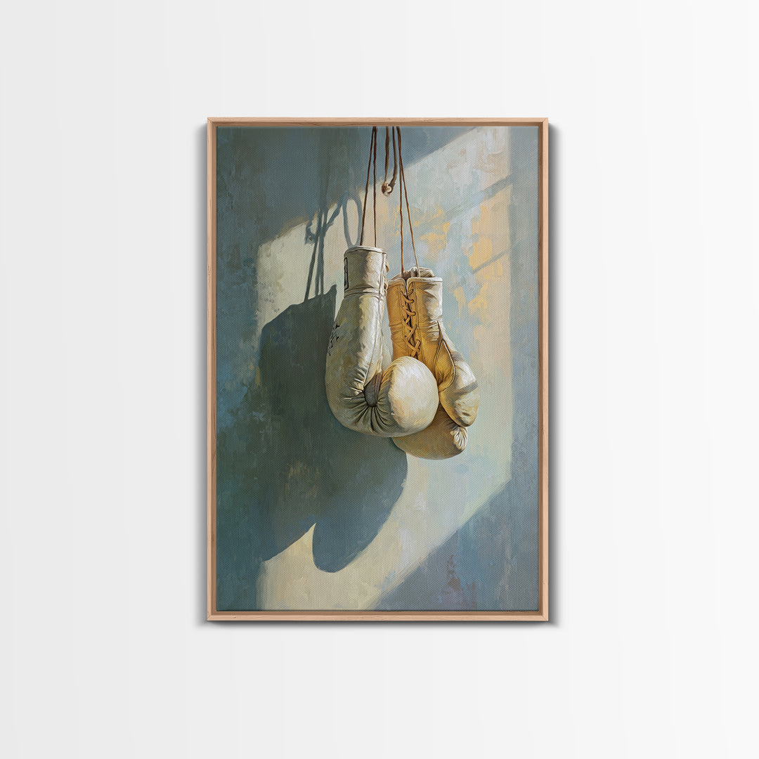 Boxing Gloves Still Life Framed Canvas Print, Fitness Studio Art, Neutral Decor, Gym Decor, Fine Art, Motion, Wall Art, FSA-2x3-13