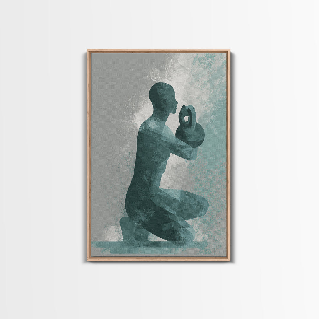 Kettlebell and Chalk Dust Canvas Print, Fitness Studio Art, Art Print, Gym Decor, Abstract Art, Motion, Motivational Poster, FSA-2x3-62