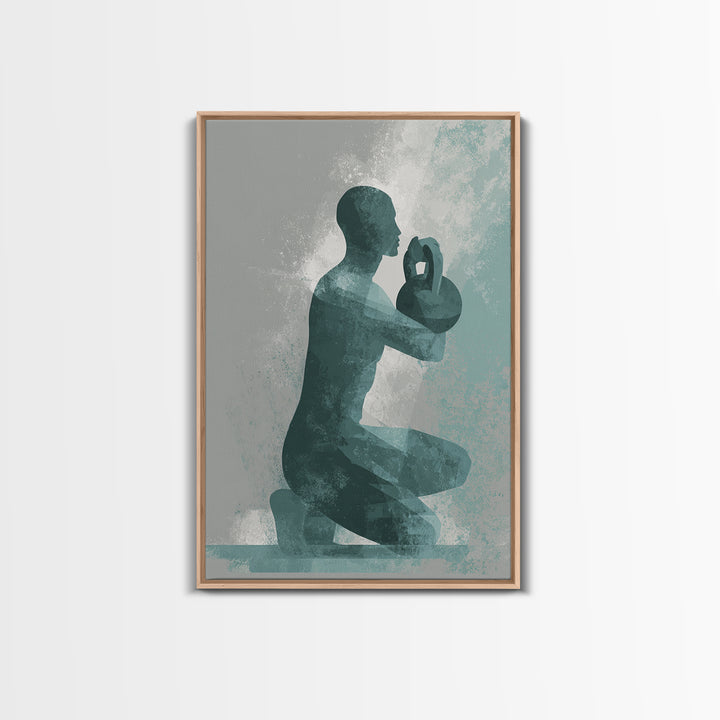 Kettlebell and Chalk Dust Canvas Print, Fitness Studio Art, Art Print, Gym Decor, Abstract Art, Motion, Motivational Poster, FSA-2x3-62