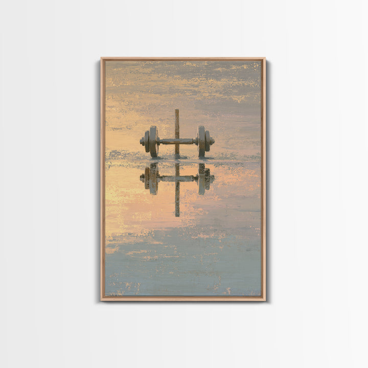 Barbell Plate Study Canvas Print, Fitness Studio Art, Pilates Poster, Gym Decor, Oil Painting, Motion, Statement Artwork, FSA-2x3-72