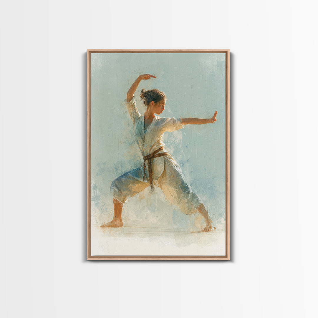Martial Artist Pose Framed Canvas Print, Fitness Studio Art, Motivational Canvas, Gym Decor, Fine Art, Motion, FSA-2x3-75