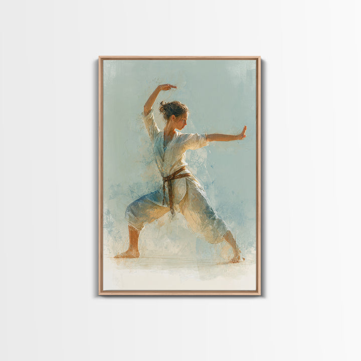 Martial Artist Pose Framed Canvas Print, Fitness Studio Art, Motivational Canvas, Gym Decor, Fine Art, Motion, FSA-2x3-75