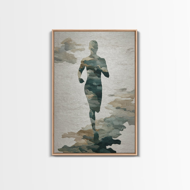 Runner Silhouette Breaking Through Morning Mist Canvas Print, Fitness Studio Art, Wall Decor, Gym Decor, Fine Art, Motion, FSA-2x3-9