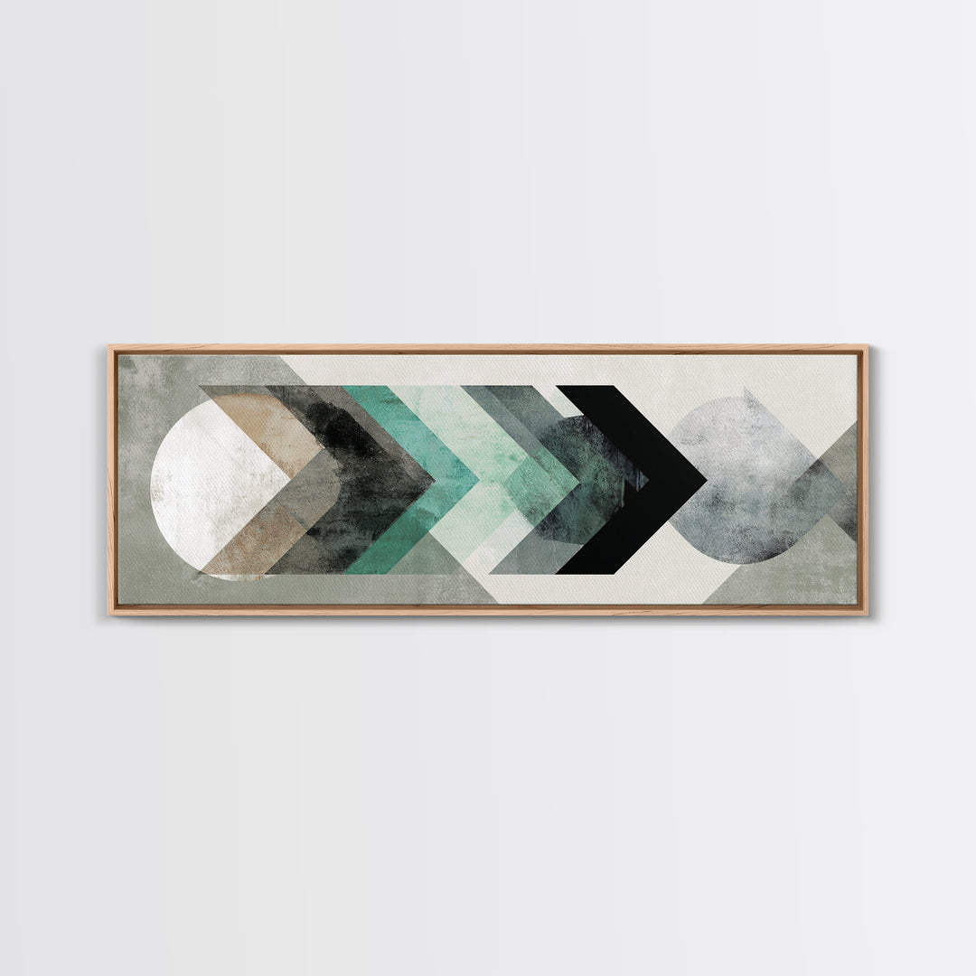 Minimal Motivational Symbol Using Arrows and Shapes Framed Canvas Print, Fitness Studio Art, Fitness, Gym Decor, Motion, FSA-3x1-77