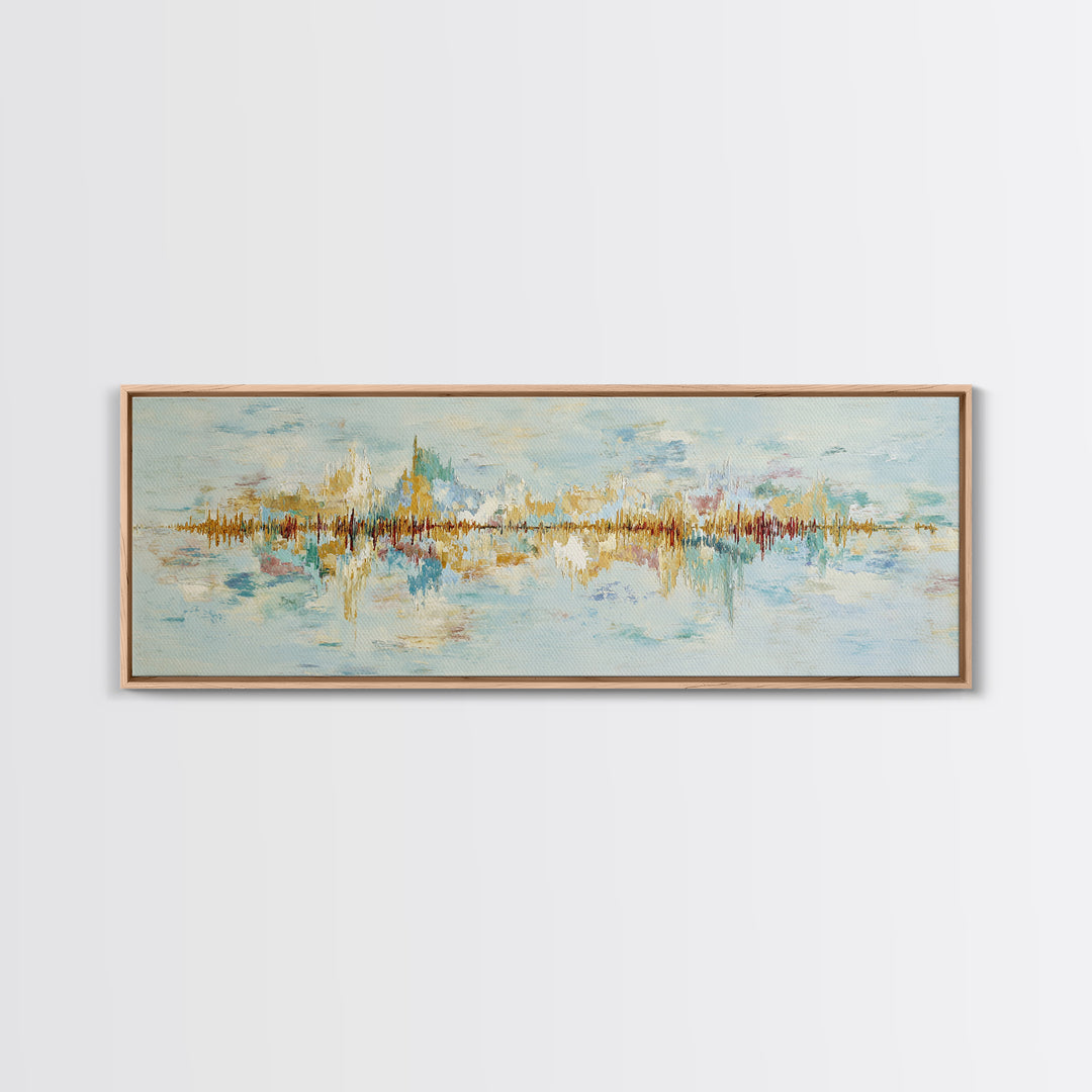 Abstract Heartbeat Line Through Color Fields Framed Canvas Print, Fitness Studio Art, Textured Painting, Gym Decor, Motion, FSA-3x1-9