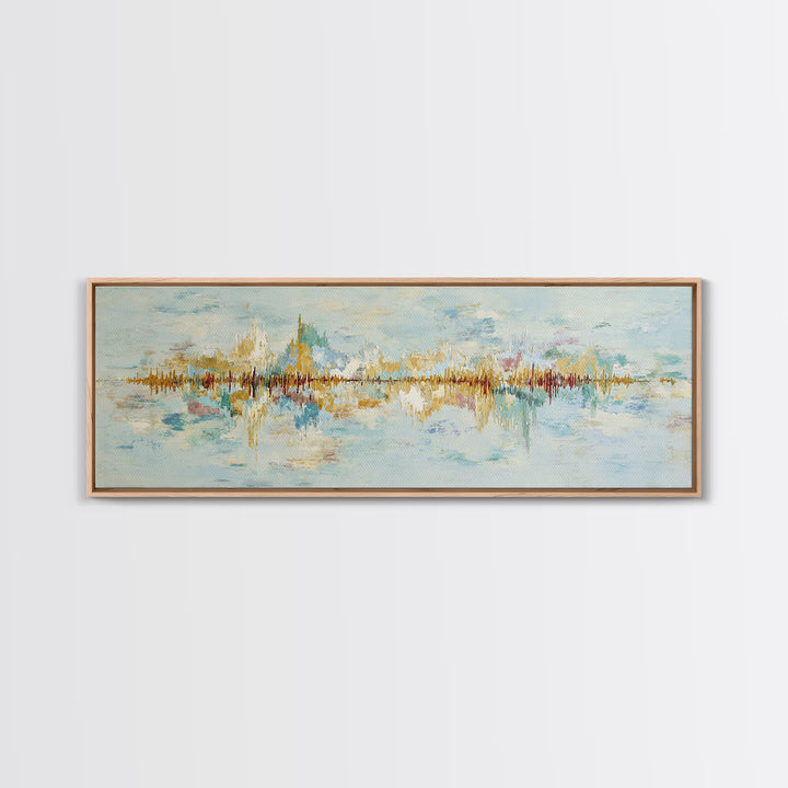 Abstract Heartbeat Line Through Color Fields Framed Canvas Print, Fitness Studio Art, Textured Painting, Gym Decor, Motion, FSA-3x1-9