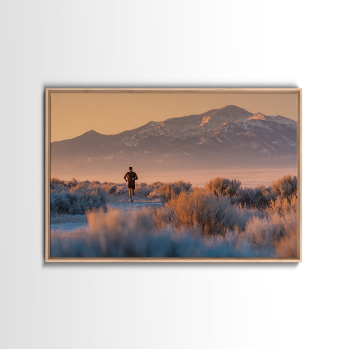 Mountain Trail Runner Canvas Print, Fitness Studio Art, Minimalist Decor, Gym Decor, Oil Painting, Motion, Modern Wall Decor, FSA-3x2-32