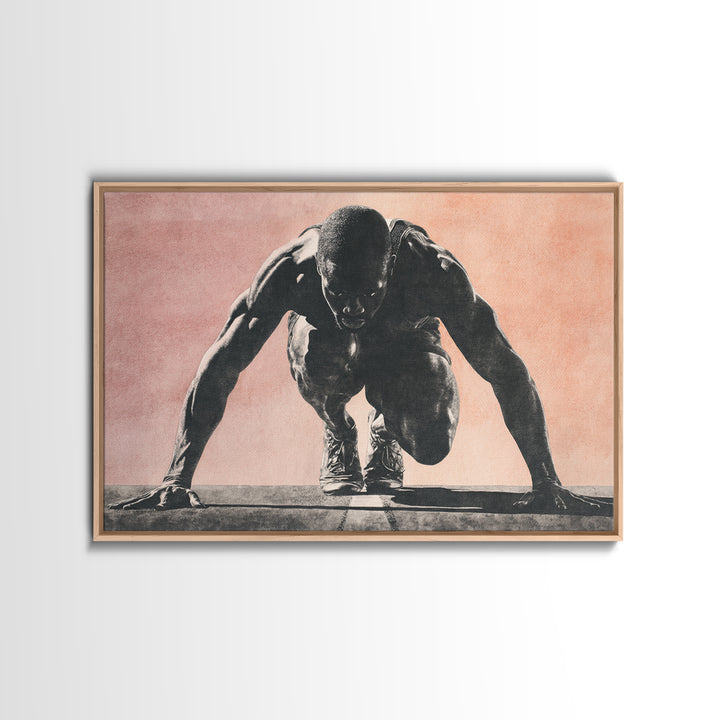 Sprinter Start Position Canvas Print, Fitness Studio Art, Metal Wall Art, Gym Decor, Fine Art, Motion, Home Gym Decor, FSA-3x2-42