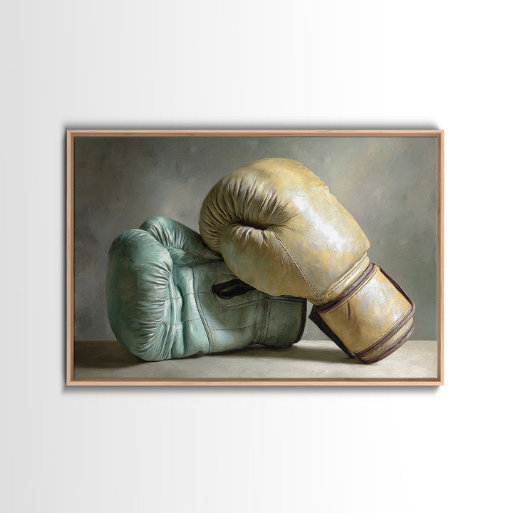 Boxing Gloves Still Life Framed Canvas Print, Fitness Studio Art, Contemporary Art, Gym Decor, Motion, Aesthetic Room Decor, FSA-3x2-9