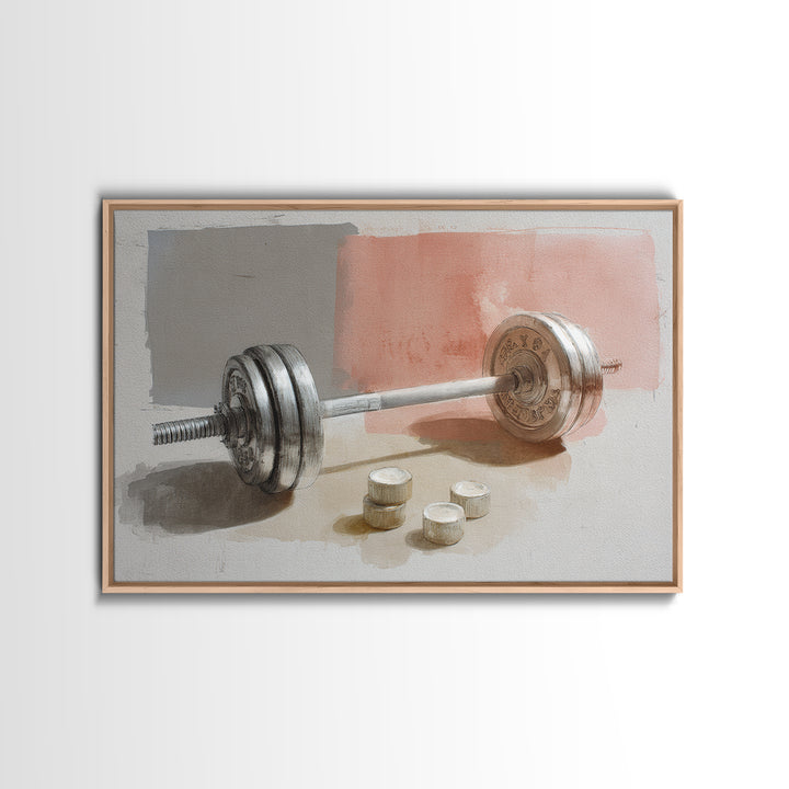 Barbell Plate Study Framed Canvas Print, Fitness Studio Art, Minimalist Art Print, Gym Decor, Fine Art, Motion, Home Decor, FSA-3x2-92