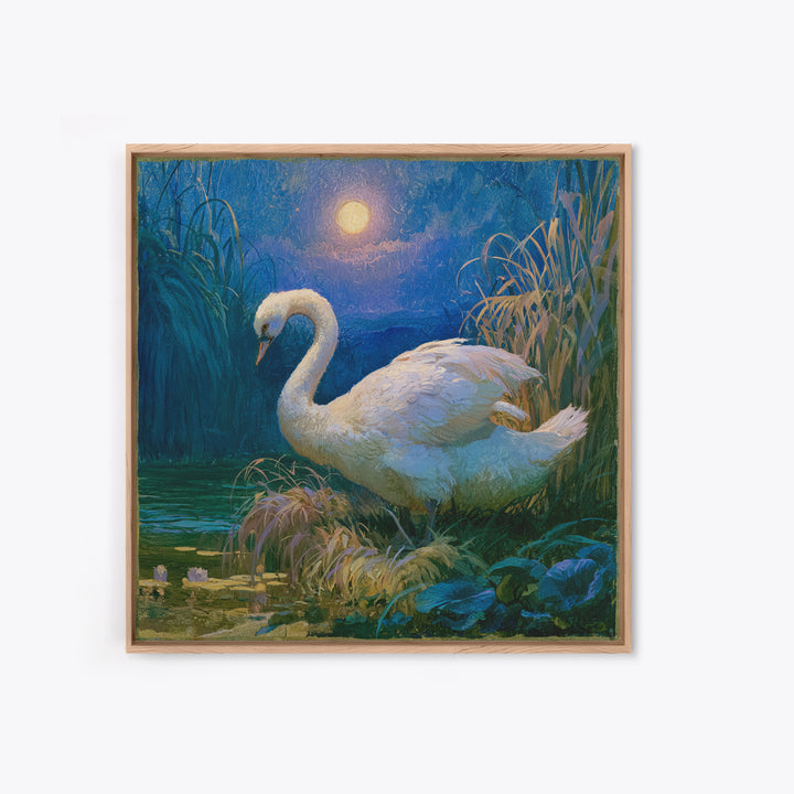 White Swan Transformation Scene Canvas Print, Fairy Tale Art, Boho Wall Art, Living Room Decor, Oil Painting, Storybook, FTA-1x1-15