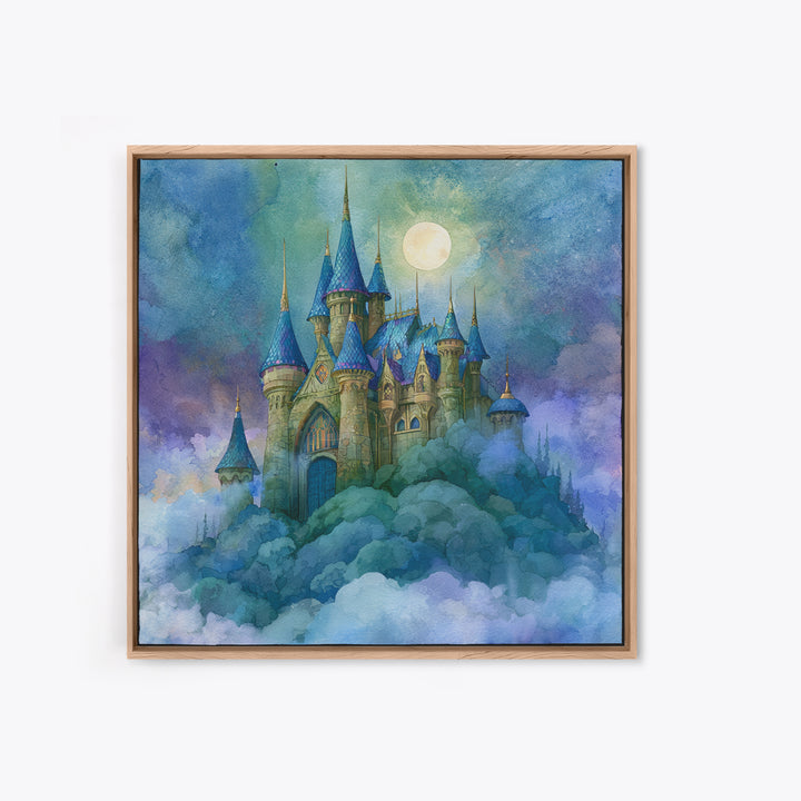 Storybook Castle on a Misty Hill Canvas Print, Fairy Tale Art, Fairy Art, Living Room Decor, Fine Art, Storybook, FTA-1x1-50