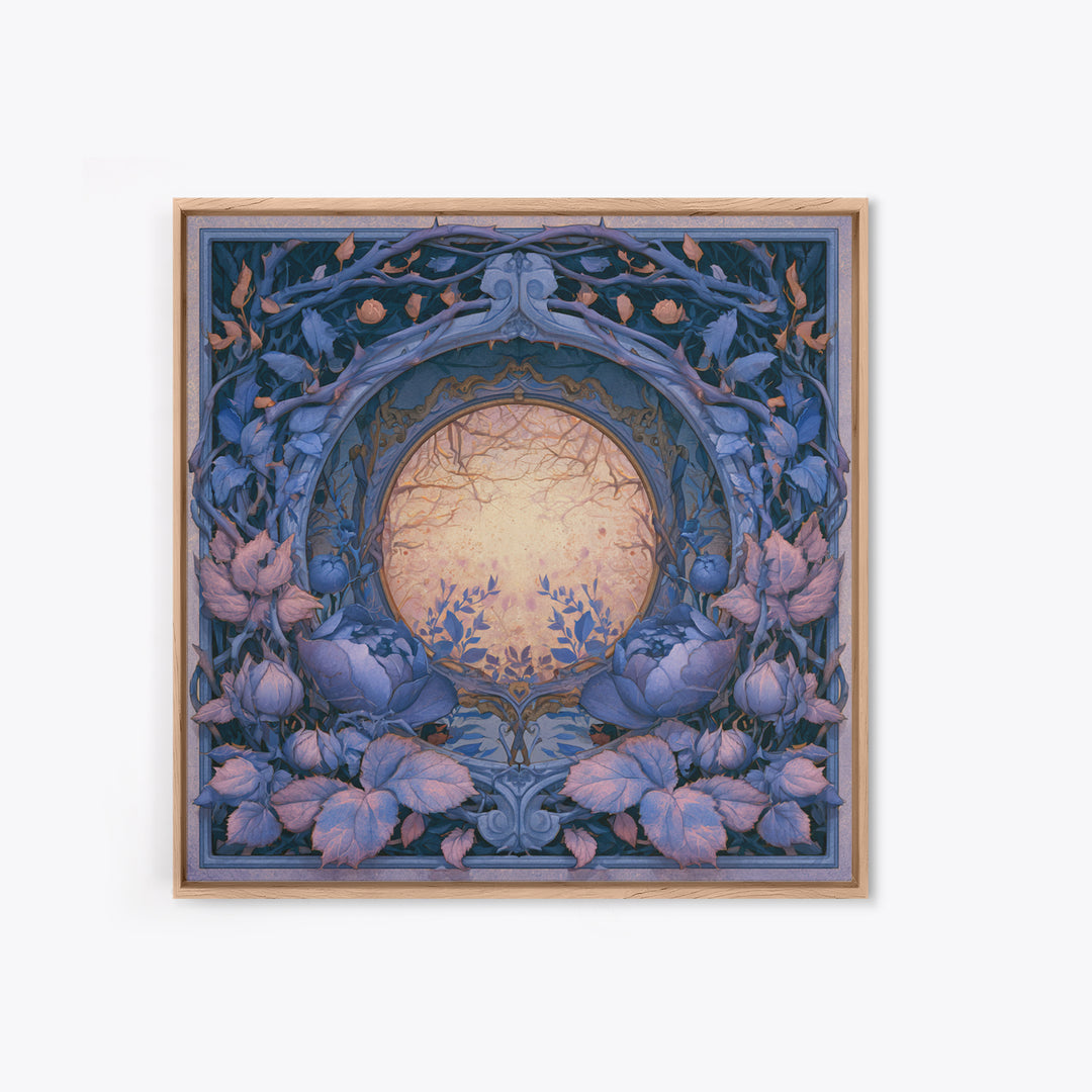 Magic Mirror Framed by Vines and Thorns Framed Canvas Print, Fairy Tale Art, Boho Decor, Living Room Decor, Oil Painting, FTA-1x1-61