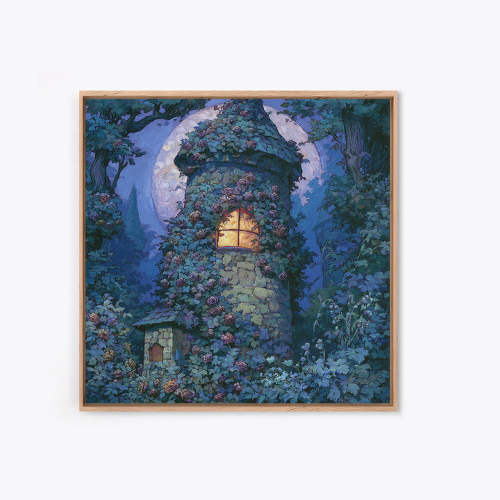 Rose Covered Tower Canvas Print, Fairy Tale Art, Neutral Decor, Living Room Decor, Fine Art, Storybook, Home Decor, Wall Decor, FTA-1x1-90