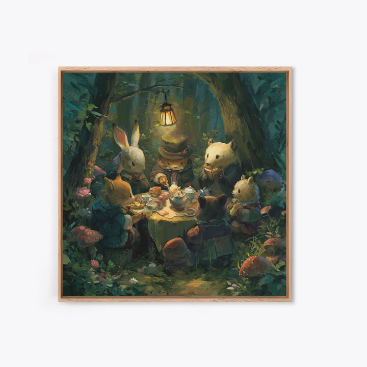 Woodland Tea Party Canvas Print, Fairy Tale Art, Room Decor, Living Room Decor, Storybook, Original Art, Nursery Wall Art, FTA-1x1-91
