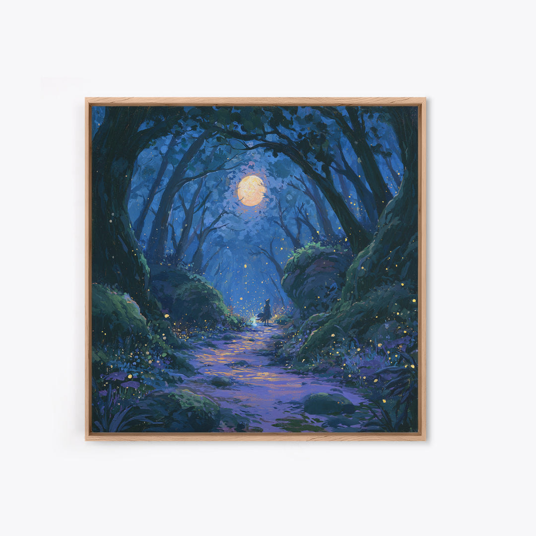 Enchanted Forest Path Glowing Canvas Print, Fairy Tale Art, Art Deco, Living Room Decor, Fine Art, Storybook, Whimsical Art, FTA-1x1-97