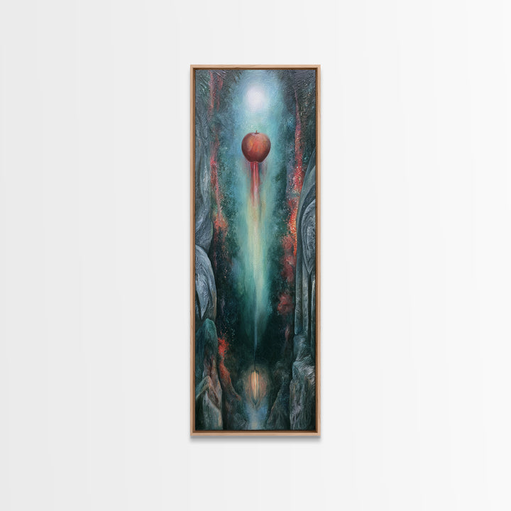 Enchanted Apple with Deep Red Shine Canvas Print, Fairy Tale Art, Art Print, Living Room Decor, Storybook, Nursery Art, FTA-1x3-32