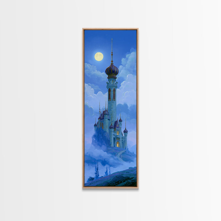Storybook Castle on a Misty Hill Canvas Print, Fairy Tale Art, Gallery Decor, Living Room Decor, Fine Art, Storybook, FTA-1x3-38